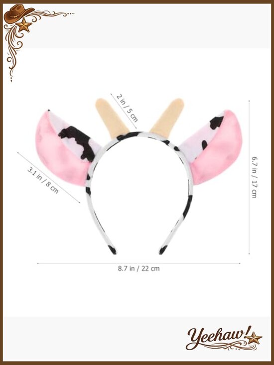 12 Pcs Animal Headbands Cow Ear Headband Cute Stuffed Animal Headwear for Party